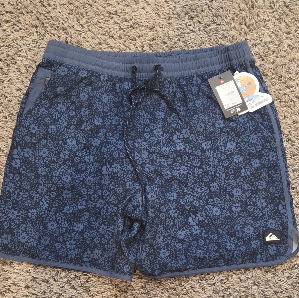 Quiksilver Blue Floral Swim Trunks
